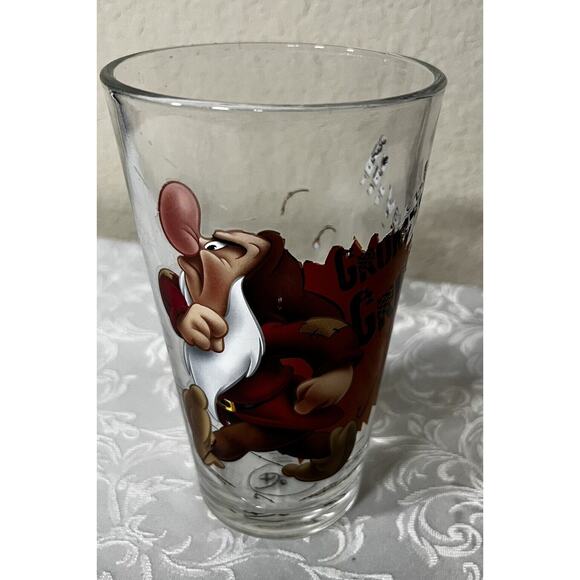 Disney Snow White & 7 Dwarves Grumpy Dwarf Drinking 5” Glass Clear Mushrooms - Picture 1 of 8